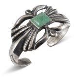 Silver Cast Cuff with Turquoise