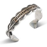 Jennifer Curtis Stamped 14Kt and Sterling Silver Scalloped Edge Cuff