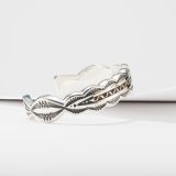 Jennifer Curtis Stamped 14Kt and Sterling Silver Scalloped Edge Cuff