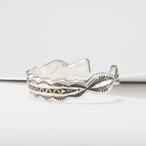 Jennifer Curtis Stamped 14Kt and Sterling Silver Scalloped Edge Cuff
