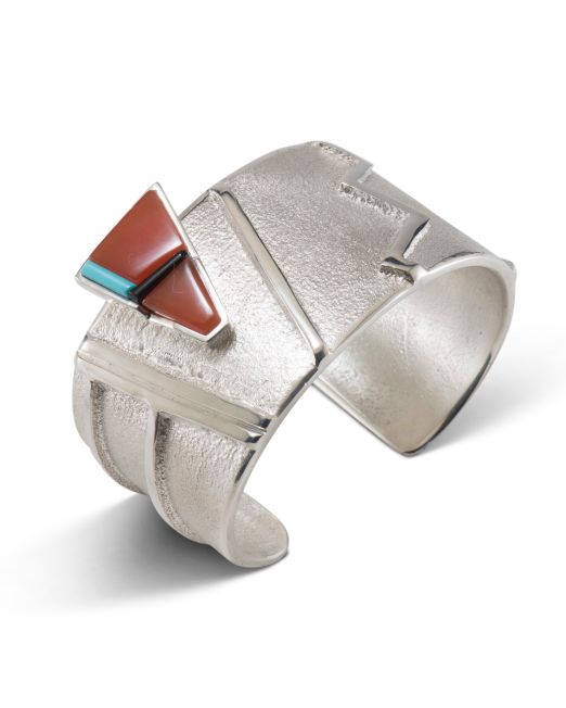 Richard Chavez Cast Silver Cuff with Carnelian