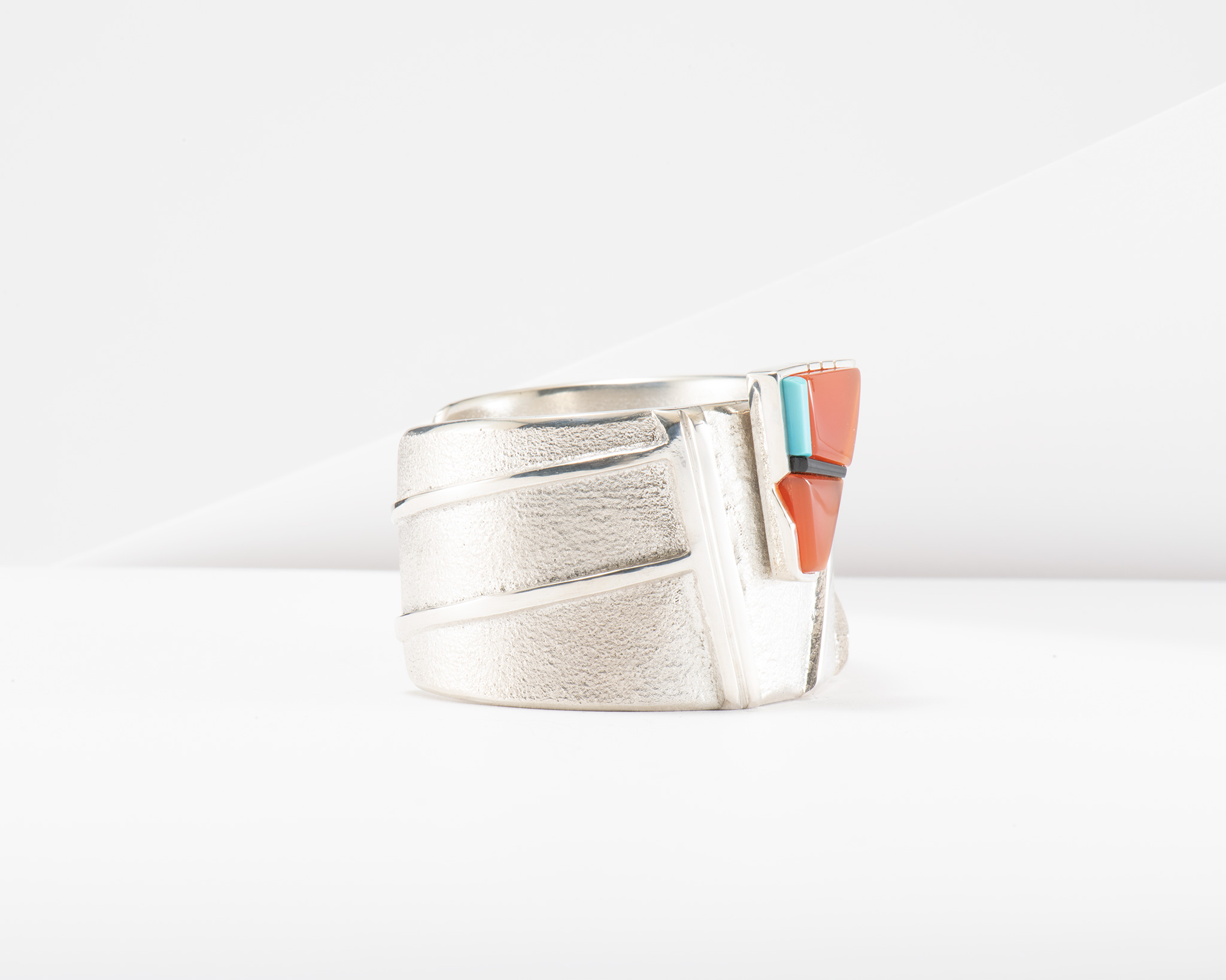 Richard Chavez Cast Silver Cuff with Carnelian
