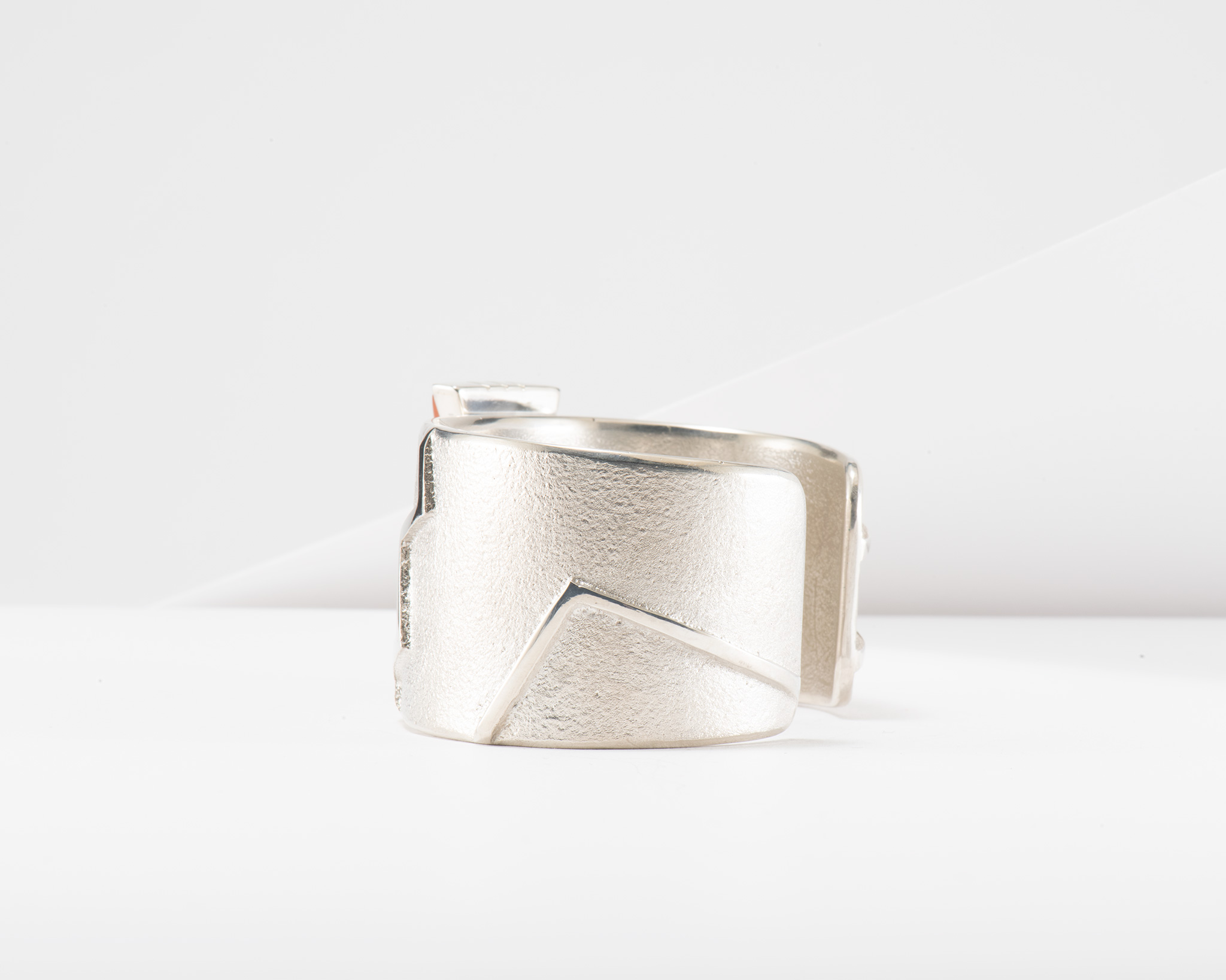 Richard Chavez Cast Silver Cuff with Carnelian