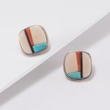 Richard Chavez Fossilized Ivory, Turquoise and Coral Earrings