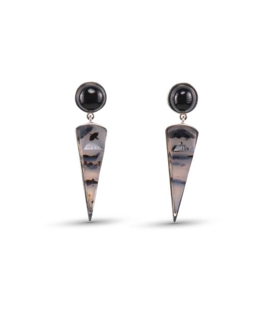 Jared Chavez Montana Agate and Black Jade Earrings