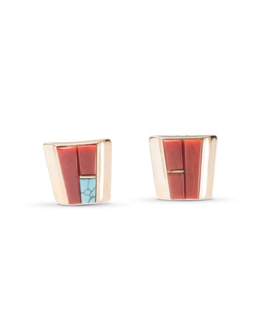 Victor Beck Coral, Turquoise and 14kt Gold Earrings
