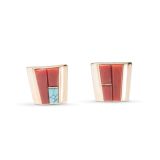 Victor Beck Coral, Turquoise and 14kt Gold Earrings