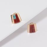 Victor Beck Coral, Turquoise and 14kt Gold Earrings