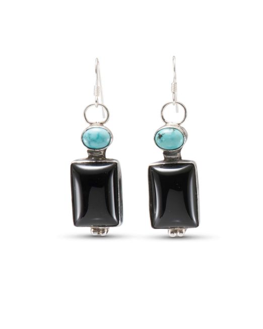 Rose Swett Turquoise and Onyx Earrings