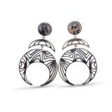 Jared Chavez Montana Agate and Cutout Sterling Silver Earrings
