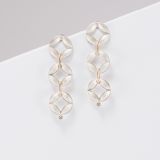 Maria Samora Matte Silver Sweet Pea Quad Link Earrings