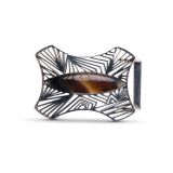 Jared Chavez Brazilian Agate and Cutout Silver Belt Buckle