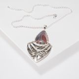 Jared Chavez Botswana Agate and Cutout Silver “Echo” Necklace