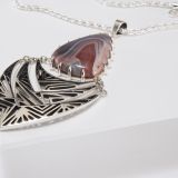 Jared Chavez Botswana Agate and Cutout Silver “Echo” Necklace