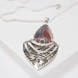 Jared Chavez Botswana Agate and Cutout Silver “Echo” Necklace
