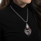 Jared Chavez Botswana Agate and Cutout Silver “Echo” Necklace