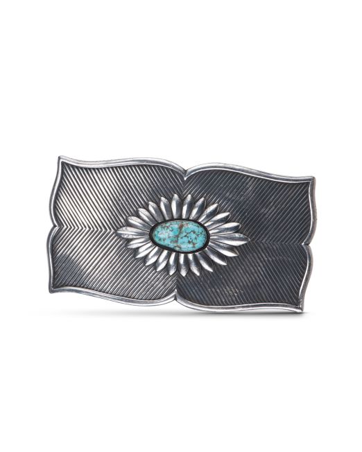 Kenneth Begay Turquoise and Stamped Silver Buckle