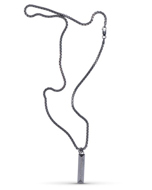 Maria Samora Oxidized Silver Pillar Pendant Necklace with Hammered Ridge