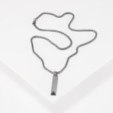 Maria Samora Oxidized Silver Pillar Pendant Necklace with Hammered Ridge