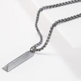 Maria Samora Oxidized Silver Pillar Pendant Necklace with Hammered Ridge