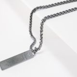 Maria Samora Oxidized Silver Pillar Pendant Necklace with Hammered Ridge