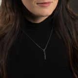 Maria Samora Oxidized Silver Pillar Pendant Necklace with Hammered Ridge
