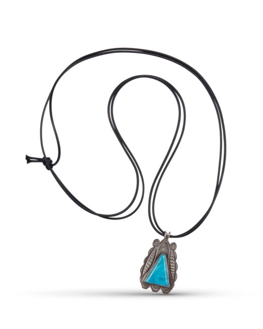 Vintage Navajo Natural Turquoise and Stamped Silver Necklace