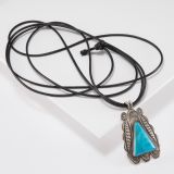 Vintage Navajo Natural Turquoise and Stamped Silver Necklace