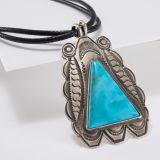 Vintage Navajo Natural Turquoise and Stamped Silver Necklace