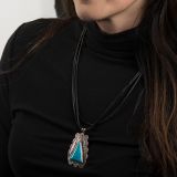 Vintage Navajo Natural Turquoise and Stamped Silver Necklace