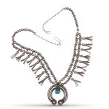 Vintage Navajo Squash Blossom Necklace Circa 1930s - Four Winds