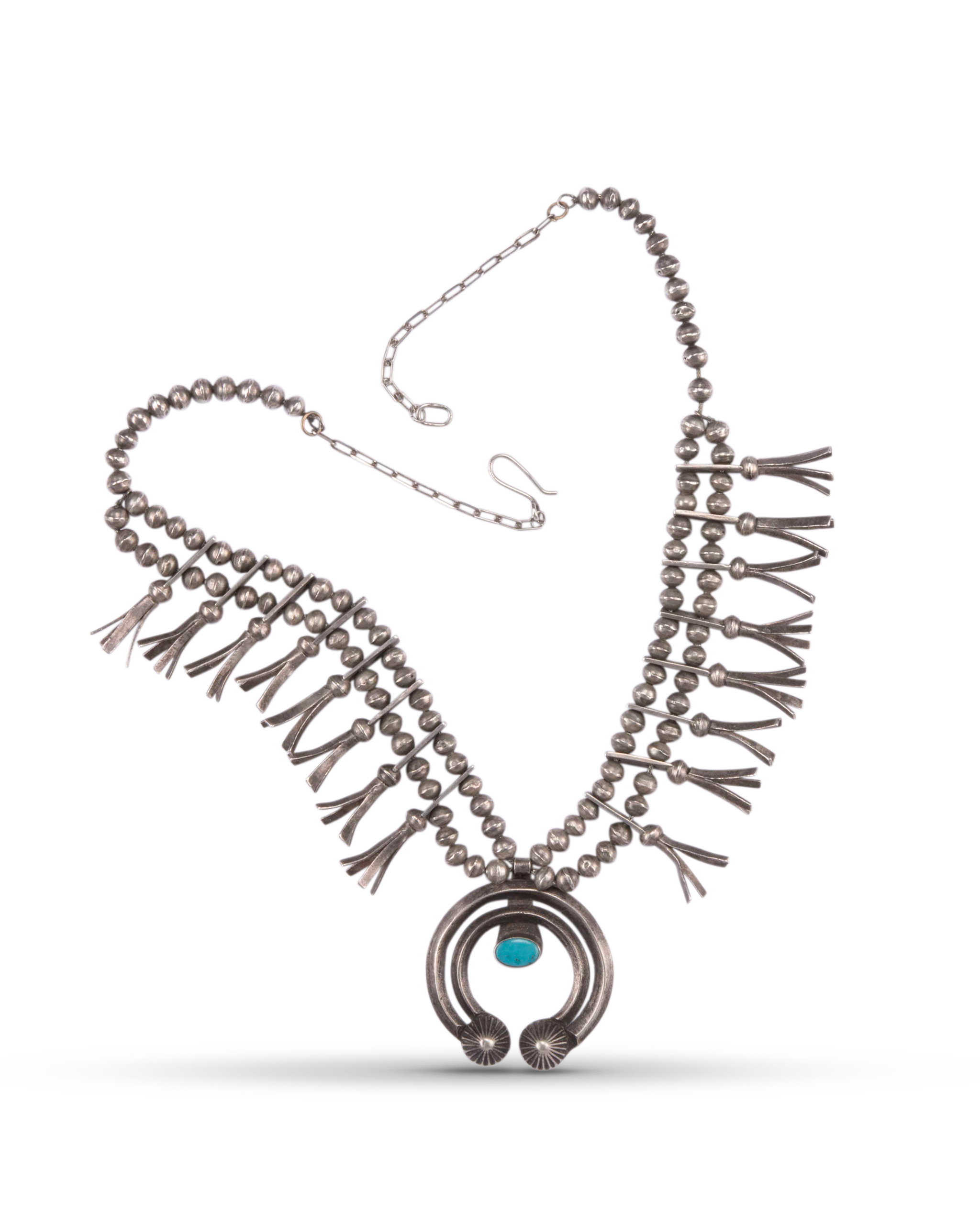 Vintage Navajo Squash Blossom Necklace Circa 1930s - Four Winds