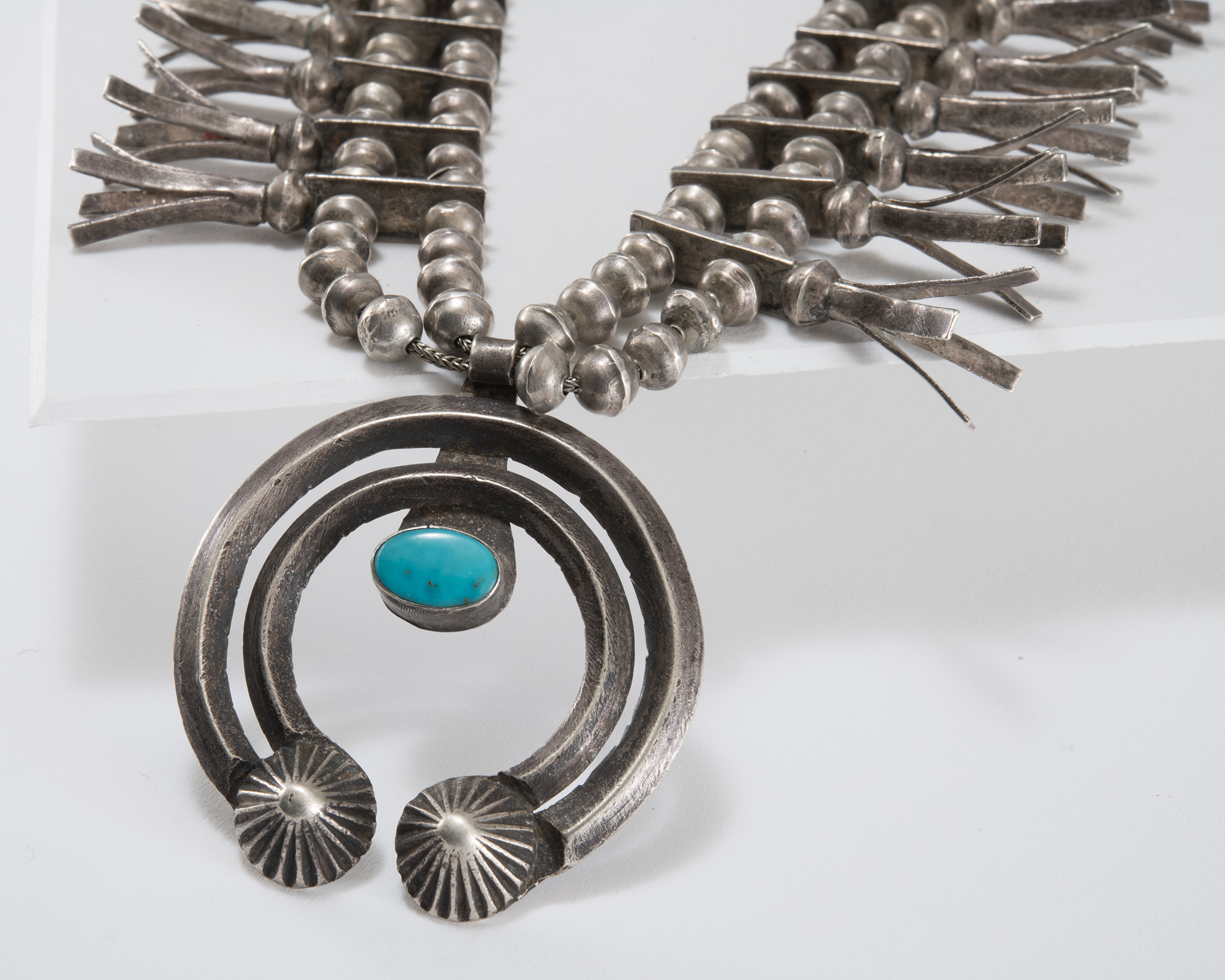 Vintage Navajo Squash Blossom Necklace Circa 1930s - Four Winds