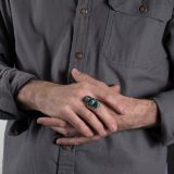 Vintage Navajo Three Stone Persian Turquoise Ring