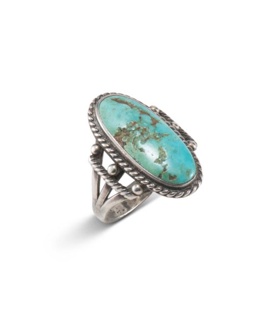 Vintage Navajo Turquoise and Twisted Wire Ring Circa 1940s