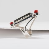Carol Krena Black Jade and Coral Ring