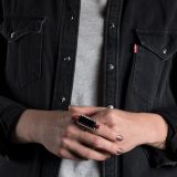 Carol Krena Black Jade and Coral Ring