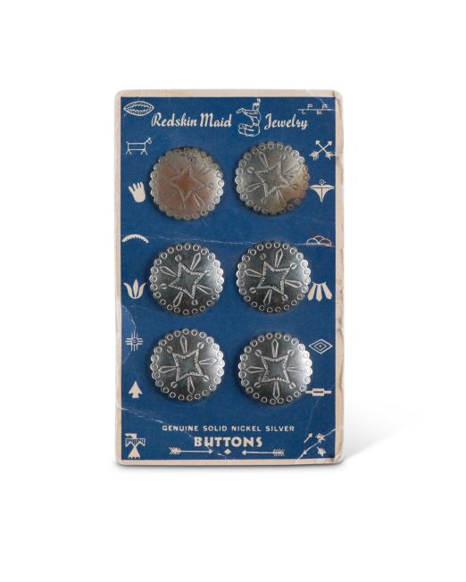 Vintage Tourist Nickel Silver Buttons on Original Card