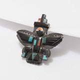 Vintage Zuni Inlay Knifewing Man Pin with Original Paperwork
