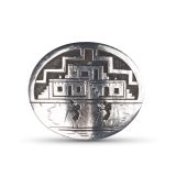 Victor Coochwytewa Hopi Village Scene Overlay Belt Buckle