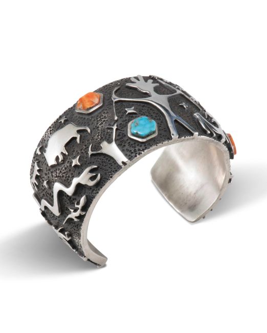 Danny Romero Sterling Silver Overlay Pictograph Cuff