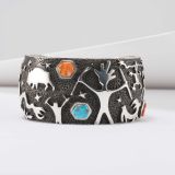 Danny Romero Sterling Silver Overlay Pictograph Cuff