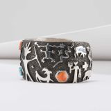 Danny Romero Sterling Silver Overlay Pictograph Cuff