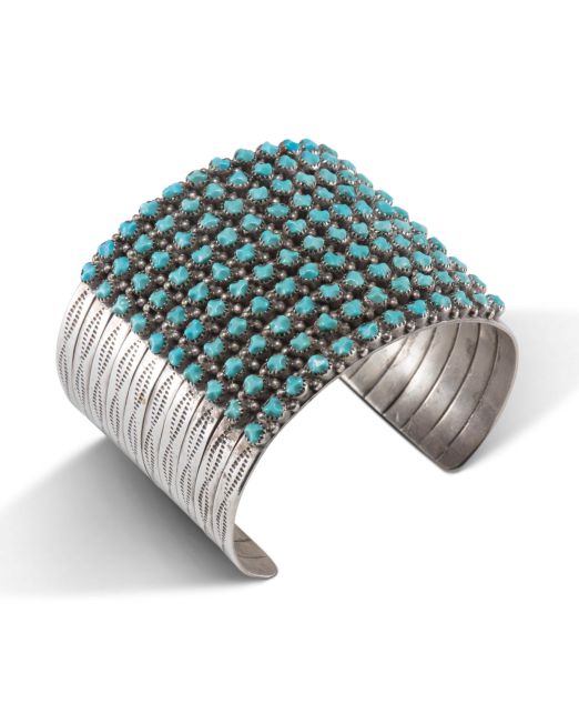 Zuni Ten Row Petit Point Turquoise Cuff
