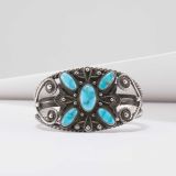 Vintage Navajo Lone Mountain Turquoise and Twisted Wire Cuff