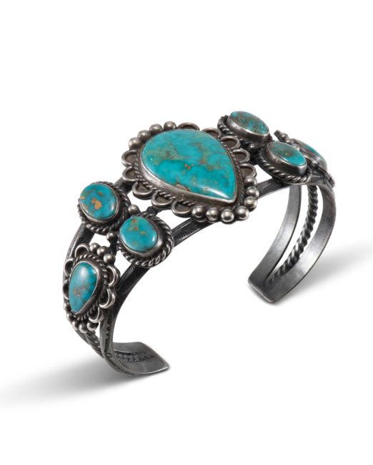 Vintage Blue Gem Turquoise Cuff