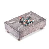 Navajo Silver Box with Zuni Knifewing Man