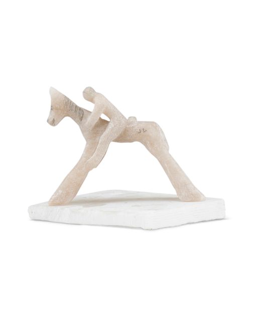 Jorge Lovato Horse and Rider Miniature Alabaster Carving