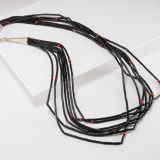 Mike Bird-Romero Seven Strand Jet Heishi Necklace with Coral Accents