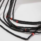 Mike Bird-Romero Seven Strand Jet Heishi Necklace with Coral Accents